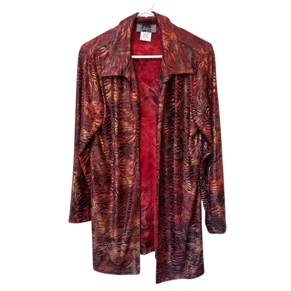 Vintage Metallic Zebra Jacket M Red Black Y2K Rockstar Whimsigoth